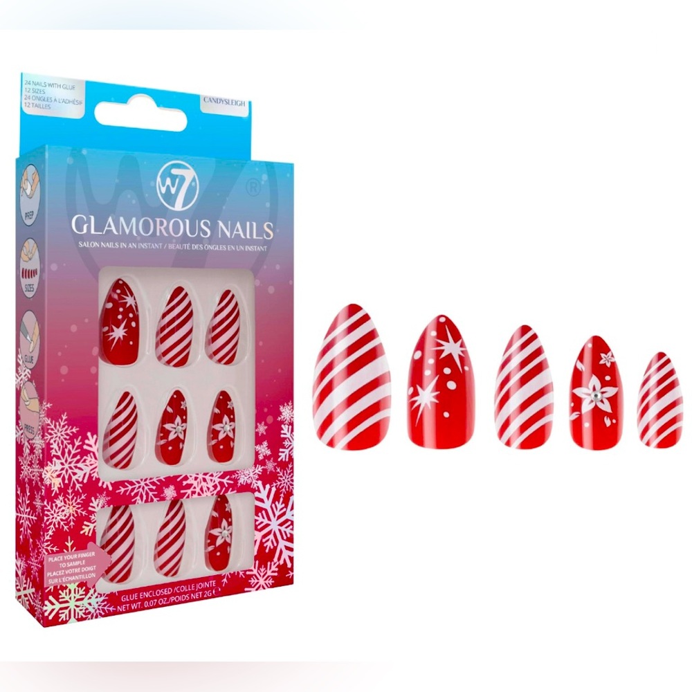 W7 Glamorous Christmas Press On Nails – Candy Sleigh! NWT!